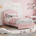 Twin Upholstered Bed Frame With Storage Drawer And Smart Led Headboard For Kids. Fixed Price $135.84.