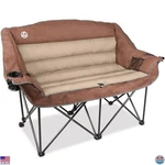 Portable Double Folding Loveseat Chair For 2, Padded, Cup Holder, 600LBS Support. Fixed Price $150.99.