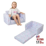 Toddler Chair 2-IN-1 Kids Couch Bed Fold Out Convertible Purple Butterfly. Fixed Price $48.62.