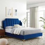 Modway Daniella Performance Velvet Queen Platform Bed In Navy. Fixed Price $346.16.