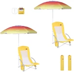 Compact Beach Chairs With Umbrella & Cooler - Heavy Duty Yellow Set. Fixed Price $199.99.