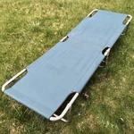 Coleman Vtg Aluminum Folding Camping Cot Mobile Bed Outdoors Lounger Canvas. Fixed Price $97.90.