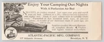 Perfection Air Bed Atlantic Pacific Camping Brooklyn 1928 Print Ad. Fixed Price $12.85.