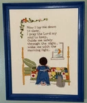 Vtg Sunset Designs Now Lay Me To Sleep Girl Kneeling By Bed 70 Embroidery. Fixed Price $26.00.