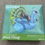 Joyin Sloosh Inflatable Giant Blue Peacock Raft Pool Float Lake Ocean Backrest. Fixed Price $23.99.