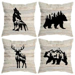 Woodland Wild Animal Wolf Elk Bear Deer Forest Camping Throw Pillow Covers, W.... Fixed Price $32.05.