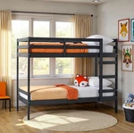 Walker Edison Modern Solid Wood Twin Over Bunk Bed, Black. Fixed Price $239.99.