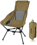 Marchway Lightweight Folding High Back Camping Chair, Head Support, Khaki. Fixed Price $60.12.