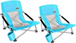 Portable Low Beach Chairs 2 Pack With Cup Holder & Carry Bag - Blue. Fixed Price $133.99.
