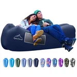 Navy Inflatable Lounger With Ergonomic Headrest - Perfect For Outdoor Relaxation. Fixed Price $69.99.