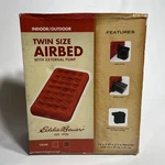 New Eddie Bauer Twin Size Air Bed Mattress Red With External Pump Inflatable. Fixed Price $39.99.