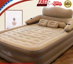 Inflatable High Raised Double Queen Size Air Bed Mattress With Pump & Pillow Set. Fixed Price $129.00.