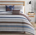 5 Piece Queen Size Lucky Brand Monterey Stripe Comforter Set With Pillows. Fixed Price $137.99.