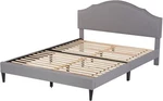 Upholstered Platform Bed Frame With Fabric Headboard And Wooden Slats Support. Fixed Price $89.99.