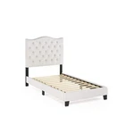 Furinno Lille Button Tufted Bed Frame, Twin, Beige - Scratch & Dent. Fixed Price $284.68.