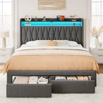 Rolanstar Full Bed Frame With Storage Headboard Charging Station Led Lights. Fixed Price $259.99.