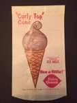 1960'S, Dairy Queen, "un-used" "curly Top" Cone Wrapper (scarce / Vintage). Fixed Price $25.00.