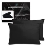 2 X Black Waterproof Pillow Cases Protect From Oil, Silicone & Waterbased Lube. Fixed Price $29.99.