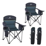 Folding Camping Chair Oversized Heavy Duty Lawn With Cooler 2 Pack Green. Fixed Price $177.25.