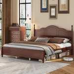 F/q/k Size Wooden Platform Frame With Retro Wave Headboard Bedroom Furniture. Fixed Price $149.98.