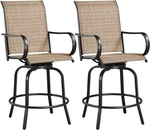 Yaheetech Set Of 2 Black Brown Swivel Bar Stools Outdoor High Bistro Chairs. Fixed Price $107.99.