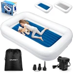 Portable 4-SIDED Inflatable Toddler Travel Bed Dual-sided Air Mattress. Fixed Price $85.99.