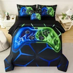 Zsyayaha Full Gamer Comforter Set Kids Gaming Bedding 6 Pieces Blue Green Microf. Fixed Price $64.32.