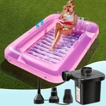 Inflatable Tanning Sun Lounger 85X57 With Pump Cup Holders Pink White Two Adults. Fixed Price $135.99.