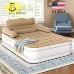 Fullxl Air Mattress With Headboard, 18" Inflatable Bed W/ Built-in Pillow, Brown. Fixed Price $53.99.