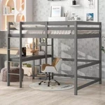 Full Size Loft Bed W/ Desk And Shelves Solid Wood Bunk For School Dorms. Fixed Price $629.99.