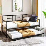 Twin Size Black Metal Daybed Frame With Roll Out Trundle. Fixed Price $296.31.