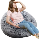 Kisoy 3FT Round Bean Bag Chair Memory Foam Gray Faux Fur. Fixed Price $89.99.
