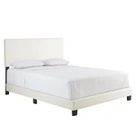 Boyd Sleep Florence Upholstered Faux Leather Platform Bed Frame, Queen, White. Fixed Price $249.99.