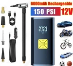 150 Psi Air Compressor Inflator Fits Car Moto Bike Tires Pump Cordless. Fixed Price $21.59.