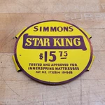 Vintage Simmons Star King Tin Sign, Box Spring Badge - Used. Fixed Price $9.97.
