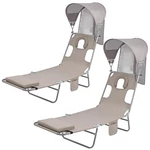 Minndudu Beach Tanning Chair Upf 50+ Canopy 6 Position Folding 2 Pack. Fixed Price $259.99.