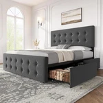 Full Size Bed Frame With 4 Storage Drawers And Adjustable Upholstered Headboard. Fixed Price $178.99.