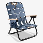 Kove Twilight Blue Beach Chair With Wood Handles & Cup Holders, 300 Lbs Capacity. Fixed Price $133.99.