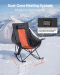 Heated Camping Chair, 3 Heating Settings, Large-sized Padded Folding Rocker,. Fixed Price $128.78.