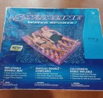 Vtg Swimline Vinyl Pool Float Double Air Mattress French Style 78" Heavy Duty. Fixed Price $44.99.