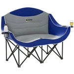 Outsunny Double Camping For Adults, Padded Folding Chair, Blue. Fixed Price $79.99.