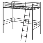 Metal Twin Loft Frame Bedroom Platform W/ Ladder, Safety Guardrail Furniture. Fixed Price $119.99.