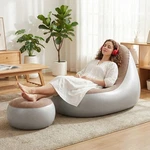 Inflatable Chair With Ottoman Water Proof Blow Up Brown Home Garden. Fixed Price $26.90.