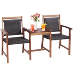 Tangkula Acacia Wood Garden Bench Patiojoy Rattan Companion Loveseat Chair. Fixed Price $156.88.