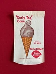 1960'S, Dairy Queen, "un-used" "curly Top" Cone Wrapper (scarce / Vintage). Fixed Price $25.00.