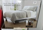 Wooden Bed Lifts: Warm Mahogany Finish Risers Set Of 4. Fixed Price $29.99.
