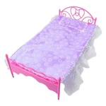 Purple Plastic Fashion Doll's Bed Room Furniture Frame Pillow & Blanket. Fixed Price $8.09.
