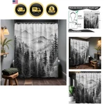 Mountain Shower Black And White Forest Nature Curtains Men.... Fixed Price $43.83.