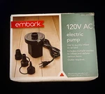 Embark 120V Ac Electric Airbed Pump *includes* Three Valve Nozzles Used. Fixed Price $13.99.