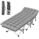 Suteck Camping Cot, Folding Bed 75" 28" 15", Grey & Pad. Fixed Price $102.99.